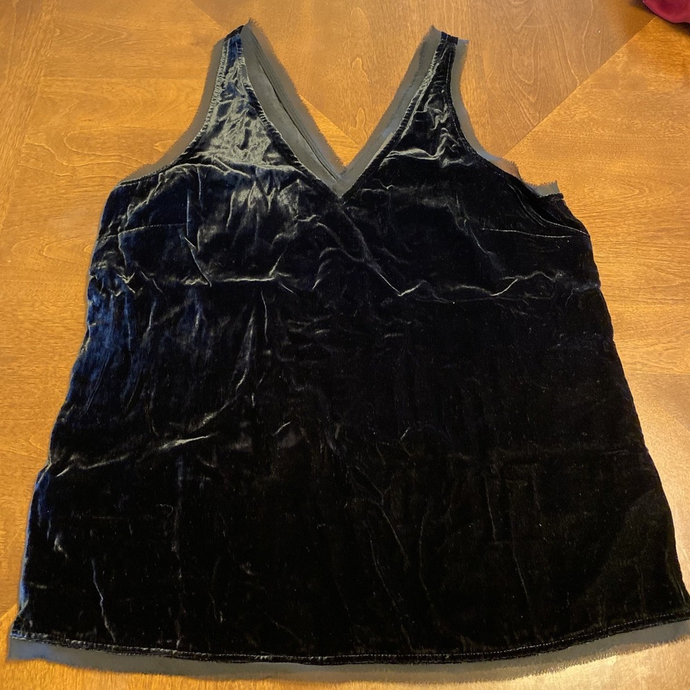 Whimsigoth Crushed Velvet Black Small Sleeveless Tank Top Goth Dark Whimsy Soft